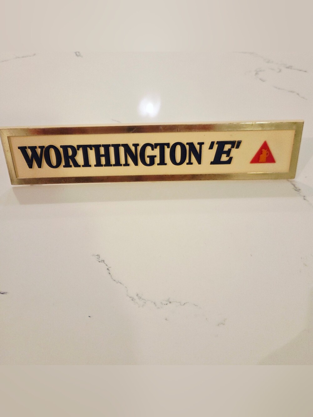 Vintage Worthington E Beer Pump Clip Sign Insert Bass Red Triangle Pub Bar Tap